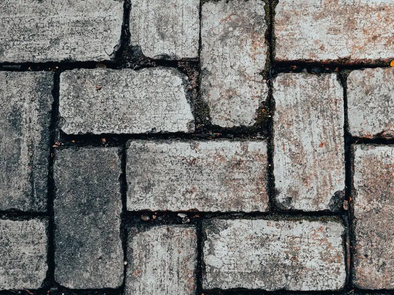 Na zdjęciu: nawierzchnia z kostki brukowej, zbliżenie